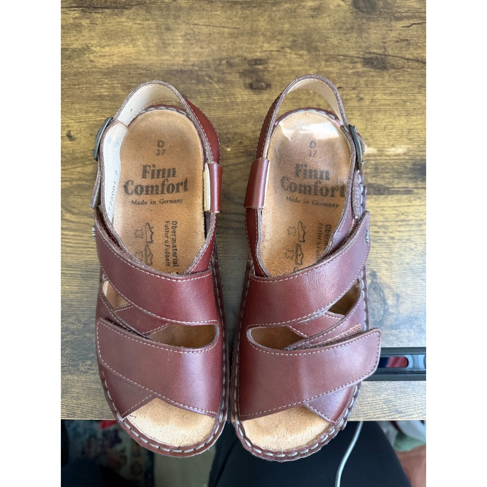 Finn Comfort Sandals Leather Brown EU 37 US 7 Adjustable Strap Comfort - Picture 7 of 8